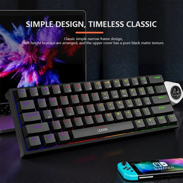 Planet Gates white / blue switch K620 Mini Backlit RGB Gaming Mechanical Keyboard Gamer Mechanic Kit 60 Percent DIY Custom PBT Keycap Hotswap Pink White USB PC