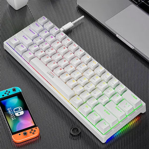Planet Gates white / blue switch K620 Mini Backlit RGB Gaming Mechanical Keyboard Gamer Mechanic Kit 60 Percent DIY Custom PBT Keycap Hotswap Pink White USB PC