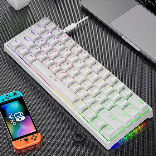 Planet Gates white / blue switch K620 Mini Backlit RGB Gaming Mechanical Keyboard Gamer Mechanic Kit 60 Percent DIY Custom PBT Keycap Hotswap Pink White USB PC