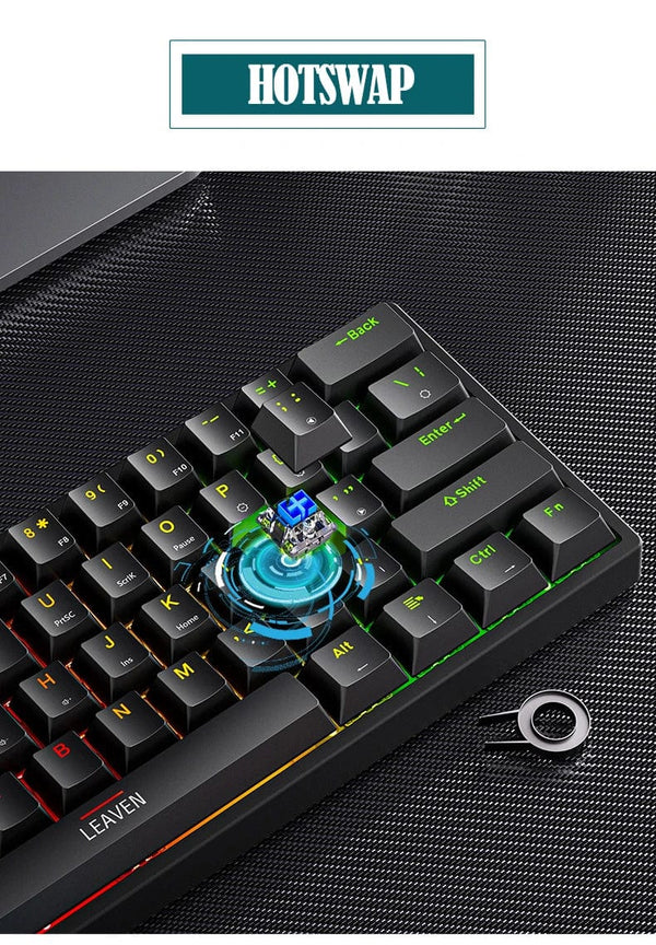 Planet Gates white / blue switch K620 Mini Backlit RGB Gaming Mechanical Keyboard Gamer Mechanic Kit 60 Percent DIY Custom PBT Keycap Hotswap Pink White USB PC