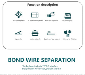 Planet Gates white / blue switch K620 Mini Backlit RGB Gaming Mechanical Keyboard Gamer Mechanic Kit 60 Percent DIY Custom PBT Keycap Hotswap Pink White USB PC