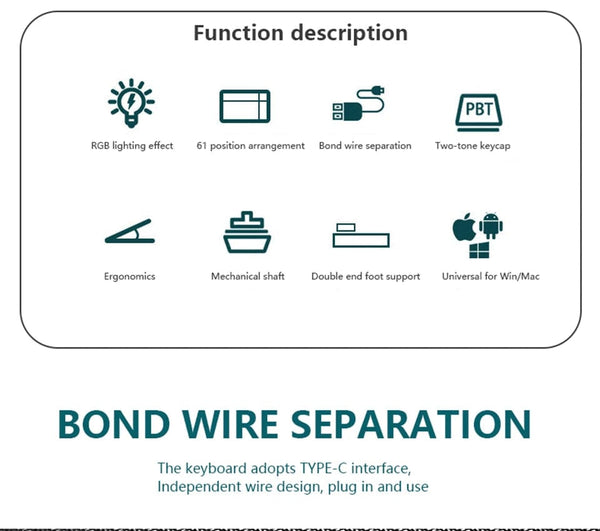 Planet Gates white / blue switch K620 Mini Backlit RGB Gaming Mechanical Keyboard Gamer Mechanic Kit 60 Percent DIY Custom PBT Keycap Hotswap Pink White USB PC