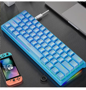 Planet Gates white / blue switch K620 Mini Backlit RGB Gaming Mechanical Keyboard Gamer Mechanic Kit 60 Percent DIY Custom PBT Keycap Hotswap Pink White USB PC