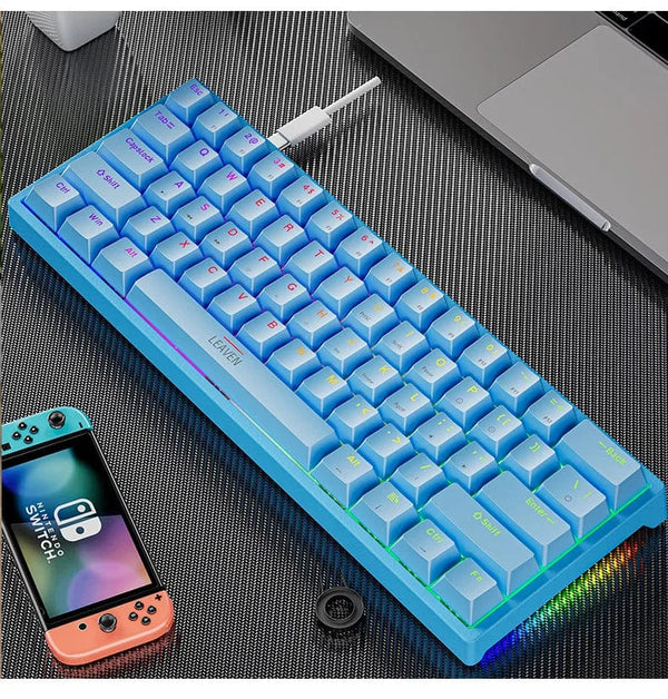 Planet Gates white / blue switch K620 Mini Backlit RGB Gaming Mechanical Keyboard Gamer Mechanic Kit 60 Percent DIY Custom PBT Keycap Hotswap Pink White USB PC