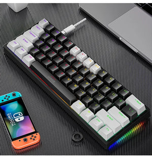 Planet Gates white / blue switch K620 Mini Backlit RGB Gaming Mechanical Keyboard Gamer Mechanic Kit 60 Percent DIY Custom PBT Keycap Hotswap Pink White USB PC