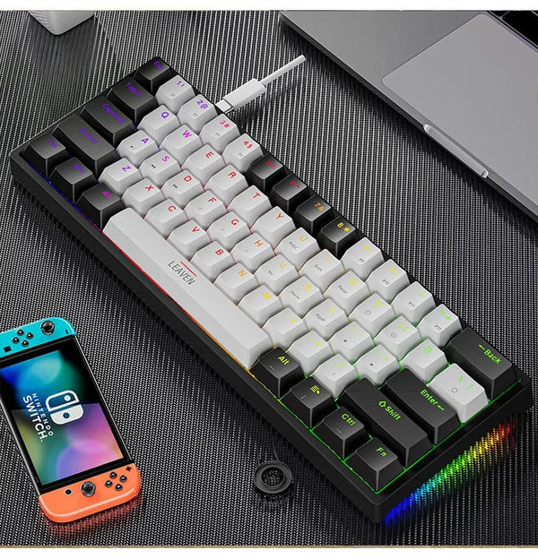 Planet Gates white / blue switch K620 Mini Backlit RGB Gaming Mechanical Keyboard Gamer Mechanic Kit 60 Percent DIY Custom PBT Keycap Hotswap Pink White USB PC