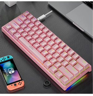 Planet Gates white / blue switch K620 Mini Backlit RGB Gaming Mechanical Keyboard Gamer Mechanic Kit 60 Percent DIY Custom PBT Keycap Hotswap Pink White USB PC
