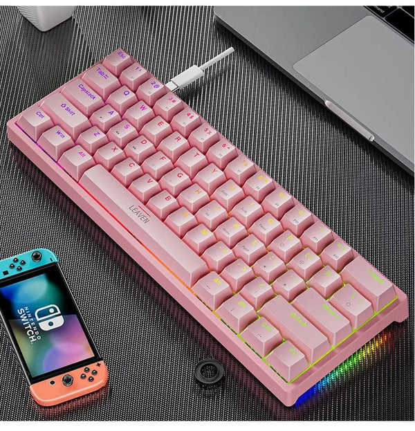 Planet Gates white / blue switch K620 Mini Backlit RGB Gaming Mechanical Keyboard Gamer Mechanic Kit 60 Percent DIY Custom PBT Keycap Hotswap Pink White USB PC