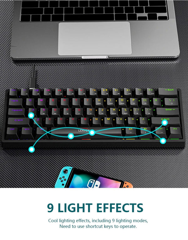 Planet Gates white / blue switch K620 Mini Backlit RGB Gaming Mechanical Keyboard Gamer Mechanic Kit 60 Percent DIY Custom PBT Keycap Hotswap Pink White USB PC