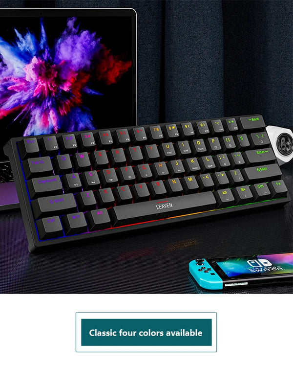 Planet Gates white / blue switch K620 Mini Backlit RGB Gaming Mechanical Keyboard Gamer Mechanic Kit 60 Percent DIY Custom PBT Keycap Hotswap Pink White USB PC