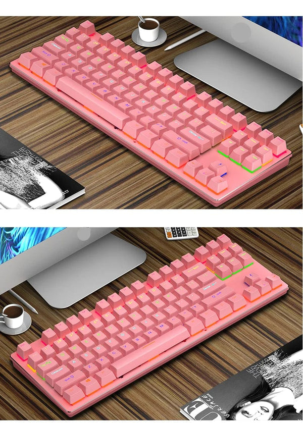 Planet Gates white / blue switch K620 Mini Backlit RGB Gaming Mechanical Keyboard Gamer Mechanic Kit 60 Percent DIY Custom PBT Keycap Hotswap Pink White USB PC