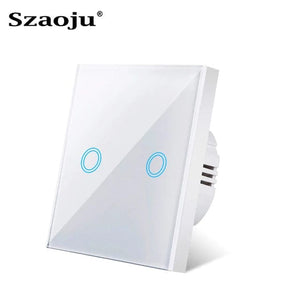 Planet Gates White bottom shell2 / CHINA Szaoju EU Touch Switch LED Crystal Glass Panel Wall Lamp Light Switch 1/2/3 Gang AC100-240V LED Sensor Switches Interruttore