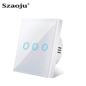 Planet Gates White bottom shell3 / CHINA Szaoju EU Touch Switch LED Crystal Glass Panel Wall Lamp Light Switch 1/2/3 Gang AC100-240V LED Sensor Switches Interruttore