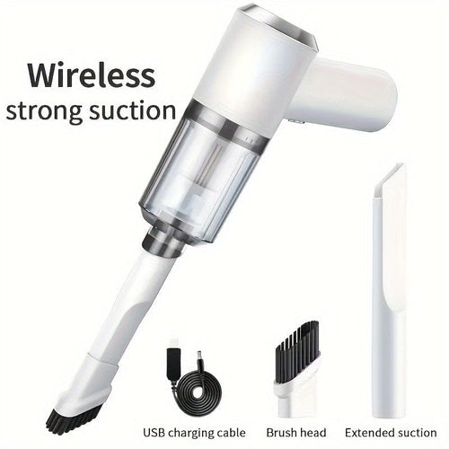 Planet Gates White Car Vacuum Cleaner, Double Battery Large Capacity, Large Suction Power, Home And Car Dual-use, Wet And Dry, Portable And Compact