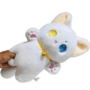 Planet Gates white cat / 25CM 25cm Black and White Cat Plush Toy Grab Stuffed Animal Patung Dolls Children Toys Gifts Halloween Gifts Toys for Kids Girl