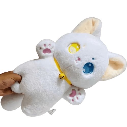 Planet Gates white cat / 25CM 25cm Black and White Cat Plush Toy Grab Stuffed Animal Patung Dolls Children Toys Gifts Halloween Gifts Toys for Kids Girl