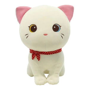 Planet Gates White Cat / CHINA Cartoon Cat Plush Doll Cute Stuffed Kitten Rag Toy Elastic Soft Sofa Cushion Bedside Gift For Kids Girls 24cm