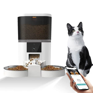 Planet Gates WHITE / CHINA 4L With HD Camera Automatic Pet Feeder Cat And Dog Food Automatic Dispenser Suitable For Two Pet Cat And Dog Feeding Remote Feed