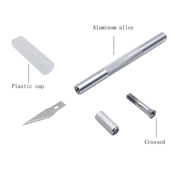 Planet Gates WHITE / CHINA Aluminum Alloy Cutter Knifes Carve Tool Sculpture Engrave Sharp Metal Scalpel Blade
