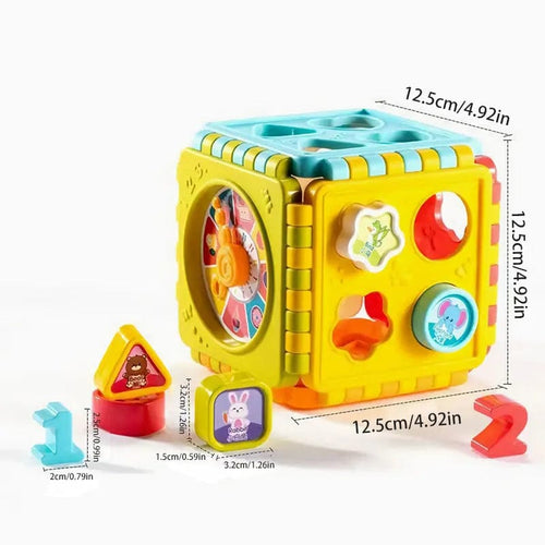 Planet Gates WHITE / CHINA Baby Montessori Toys Cube 0 6 12 Months Learning Shape Color Block Clock Kids Game Set with Puzzle Educational Gift