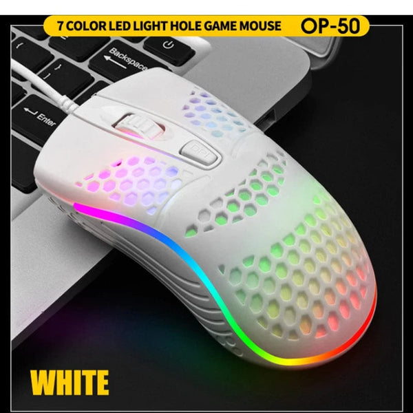 Planet Gates White / CHINA Wired Cable Gaming 7 breathing LED Back Light Optical Mouse USB Computer Hollowed out Mice Laptop Desktop 4D PC home use Office