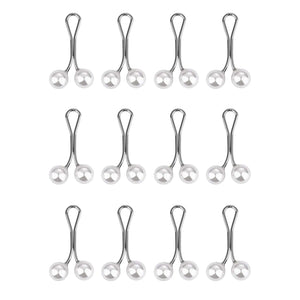 Planet Gates white color 12PCS Lady Pearls Muslim Women Shawl Scarf Lady Scarves Hijab Clips Pearl Brooch Pins Pin Headscarf Pearl Clip Scarf Clips