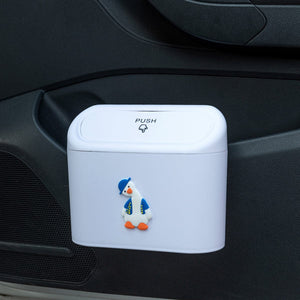 Planet Gates White Cute Cartoon Car Trash Can With Flip-top Lid - Keep Your Car Clean And Tidy!