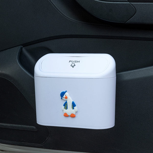 Planet Gates White Cute Cartoon Car Trash Can With Flip-top Lid - Keep Your Car Clean And Tidy!