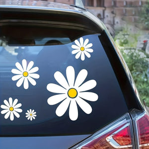 Planet Gates white Daisy Pattern Car Stickers Set, Including Five Pieces, High Quality And Affordable, Currently Very Popular, For Warm And Cozy Families