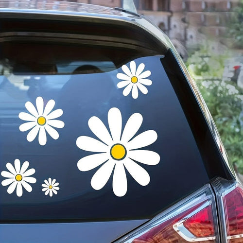 Planet Gates white Daisy Pattern Car Stickers Set, Including Five Pieces, High Quality And Affordable, Currently Very Popular, For Warm And Cozy Families