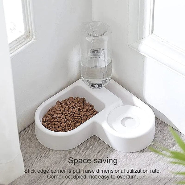 Planet Gates WHITE Dog and Water Dispenser Small and Medium Sized Dog and Food Basin Bowl Automatic Water Dispenser Pet Products