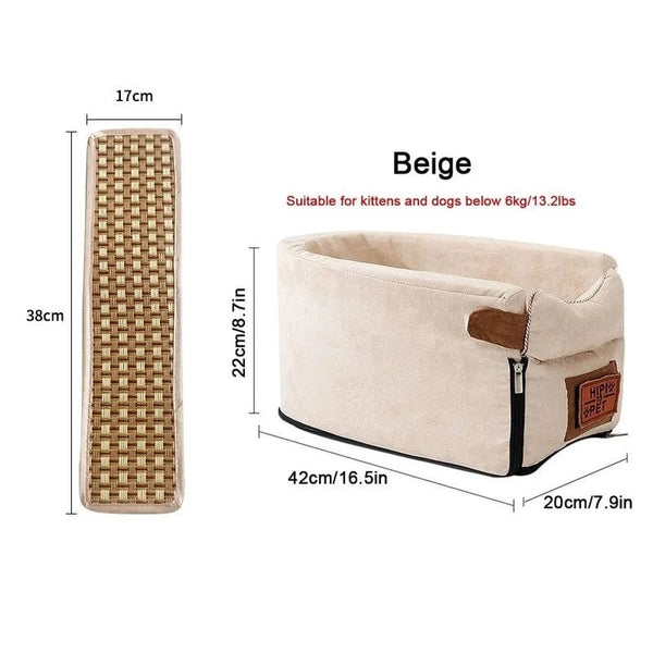 Planet Gates WHITE Dog Car Seat Pet Supplies Travel Bags for Dogs Cats Portable Car Central Console Dog Car Seat Bed Carrier Safety Cat Accessories