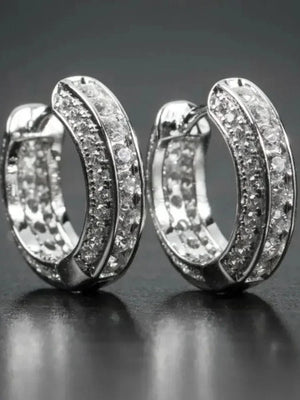 Planet Gates WHITE / E014-1-DANPAI Luxury Cubic Zirconia Gold Color Zircon Hoop Earrings For Women Luxury Circle Crystal Girls Party Jewelry