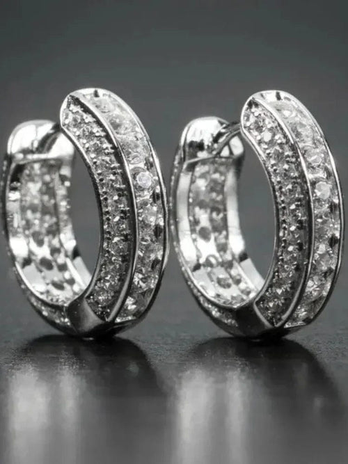 Planet Gates WHITE / E014-1-DANPAI Luxury Cubic Zirconia Gold Color Zircon Hoop Earrings For Women Luxury Circle Crystal Girls Party Jewelry