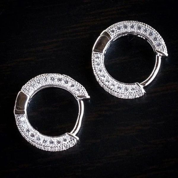 Planet Gates WHITE / E014-1-DANPAI Luxury Cubic Zirconia Gold Color Zircon Hoop Earrings For Women Luxury Circle Crystal Girls Party Jewelry
