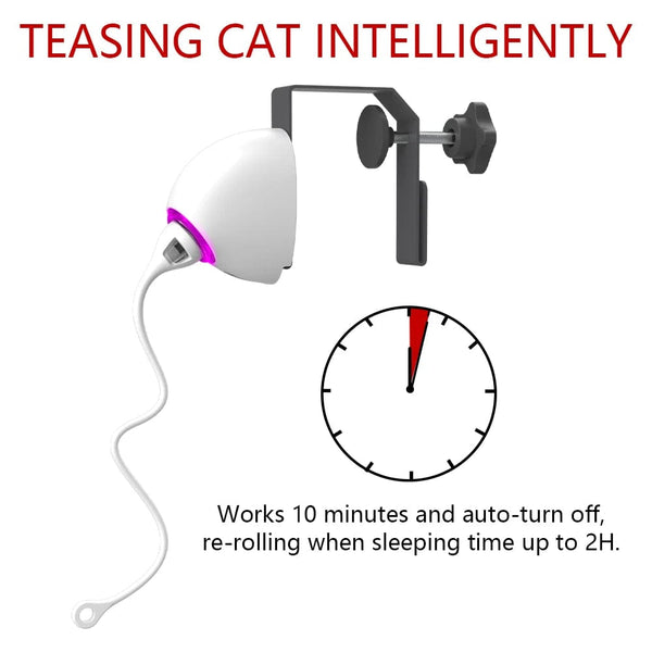 Planet Gates WHITE Electric Cat Toy Rope Automatic Teaser Cat String Toys Hanging Door Interactive Kitten Game Toy Random Swing Cat Catching Sticks