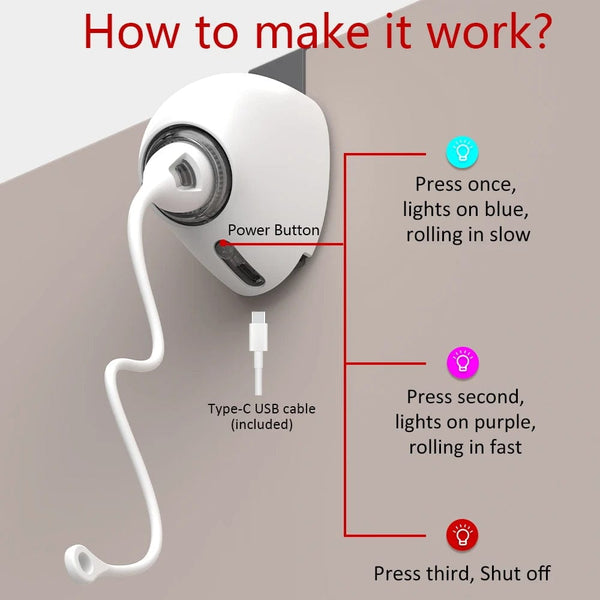 Planet Gates WHITE Electric Cat Toy Rope Automatic Teaser Cat String Toys Hanging Door Interactive Kitten Game Toy Random Swing Cat Catching Sticks