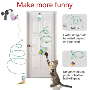 Planet Gates WHITE Electric Cat Toy Rope Automatic Teaser Cat String Toys Hanging Door Interactive Kitten Game Toy Random Swing Cat Catching Sticks