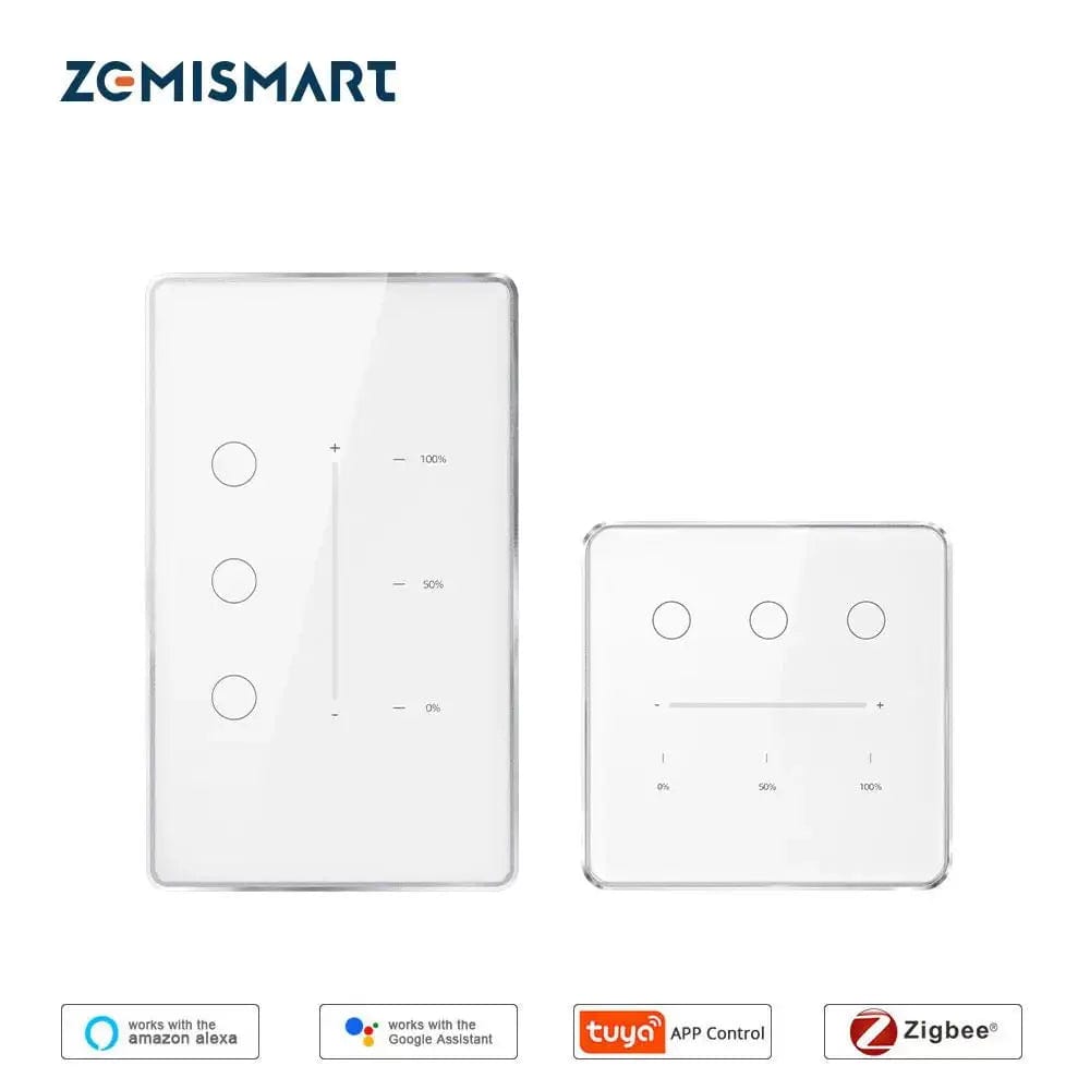 Planet Gates White EU type Zemismart Tuya Zigbee Smart Dimmer Switch 3 Gang Smart Life APP Remote Control US EU Standard Light Switch Percentage Control