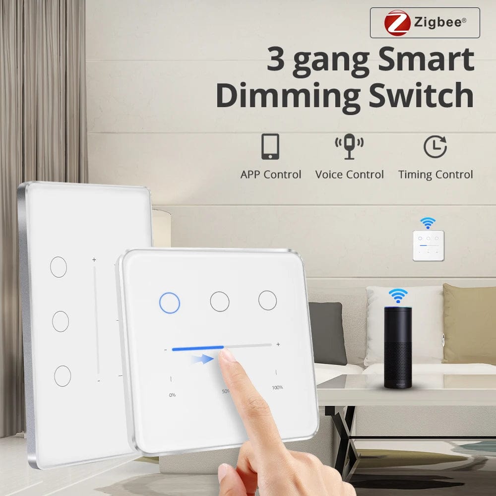 Planet Gates White EU type Zemismart Tuya Zigbee Smart Dimmer Switch 3 Gang Smart Life APP Remote Control US EU Standard Light Switch Percentage Control