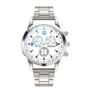 Planet Gates WHITE Fashion Men Luxury Watches Mens Business Stainless Steel Casual Quartz Watch For Male Wristwatch Relogio Masculino