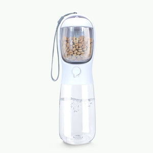Planet Gates WHITE Food Grade material 2 in 1 Portable Pet Dog Water and Food Bottle for Walking Feeder for Dogs Drinking Bottle