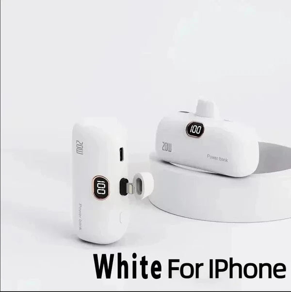 Planet Gates White for iPhone / 5000mAh Mini Power Bank 2000/5000mAh Built Cable Portable Mobile Charger Fast Charger Spare Battery Capsule Power bank For iPhone Type-C