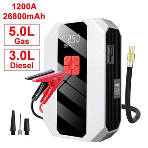 Planet Gates White / france New 1200A 26800mAh Car Jump Starter 4 In 1 Pump Air Compressor Starting Device Power Bank 12V Digital Tire Inflator 150PSI