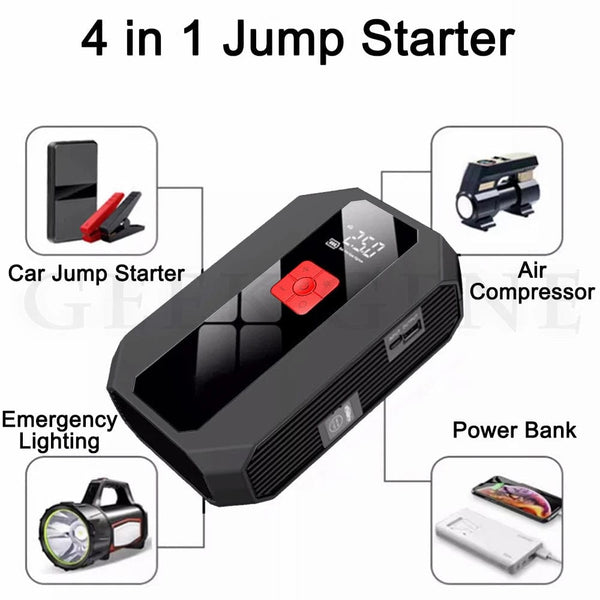 Planet Gates White / france New 1200A 26800mAh Car Jump Starter 4 In 1 Pump Air Compressor Starting Device Power Bank 12V Digital Tire Inflator 150PSI