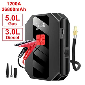 Planet Gates White / france New 1200A 26800mAh Car Jump Starter 4 In 1 Pump Air Compressor Starting Device Power Bank 12V Digital Tire Inflator 150PSI