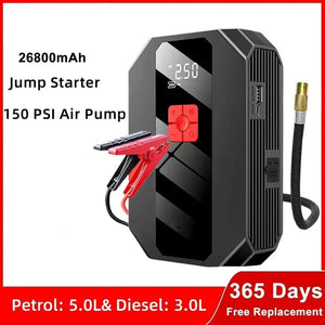Planet Gates White / france New 1200A 26800mAh Car Jump Starter 4 In 1 Pump Air Compressor Starting Device Power Bank 12V Digital Tire Inflator 150PSI