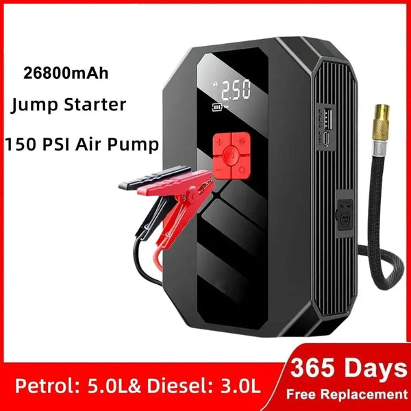Planet Gates White / france New 1200A 26800mAh Car Jump Starter 4 In 1 Pump Air Compressor Starting Device Power Bank 12V Digital Tire Inflator 150PSI