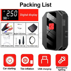Planet Gates White / france New 1200A 26800mAh Car Jump Starter 4 In 1 Pump Air Compressor Starting Device Power Bank 12V Digital Tire Inflator 150PSI