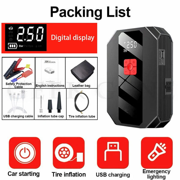 Planet Gates White / france New 1200A 26800mAh Car Jump Starter 4 In 1 Pump Air Compressor Starting Device Power Bank 12V Digital Tire Inflator 150PSI